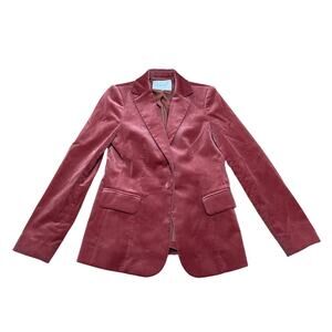 Frame Classic‎ One Button Velvet Blazer Bold in Spice Pink Red Orange Women's 2